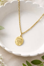Load image into Gallery viewer, Upcycled Designer Pendant Necklace #200 - Gold Stamped Oval
