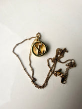 Load image into Gallery viewer, Upcycled Designer Pendant Necklace #182 - Gold Cutout Circle
