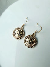 Load image into Gallery viewer, Upcycled Designer Pendant Earrings #105 - Gold Circles
