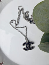 Load image into Gallery viewer, Upcycled Designer Pendant Necklace #205-Black Gems
