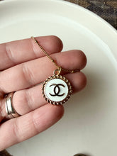 Load image into Gallery viewer, Upcycled Designer Pendant Necklace #189 - White &amp; Gold
