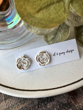 Load image into Gallery viewer, Rosette Stud Earrings - White &amp; Gold
