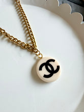 Load image into Gallery viewer, Upcycled Designer Pendant Necklace #117 - Cream &amp; Black
