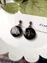 Load image into Gallery viewer, Upcycled Designer Pendant Earrings #109 - Bee
