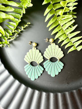 Load image into Gallery viewer, Minty Scalloped Dangle Earrings
