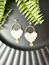 Load image into Gallery viewer, Ivory Scalloped Dangle Earrings
