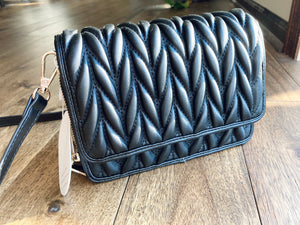 Giselle Quilted Crossbody Bag In Black