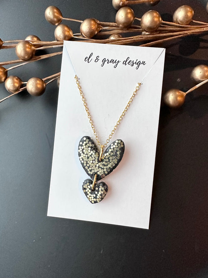 Double Hearts Necklace - Gold Chain 16”