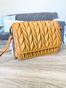 CLEARANCE Giselle Quilted Crossbody Bag In Mustard