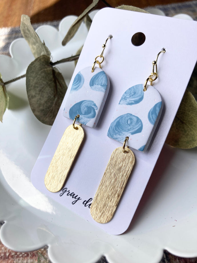 Hand Painted Earrings - Gold Accents