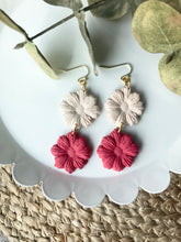 Load image into Gallery viewer, SALE - Double Daisy Earrings - Cream &amp; Pink
