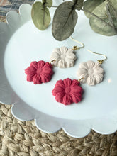 Load image into Gallery viewer, SALE - Double Daisy Earrings - Cream &amp; Pink
