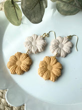 Load image into Gallery viewer, SALE - Double Daisy Earrings - Cream &amp; Yellow
