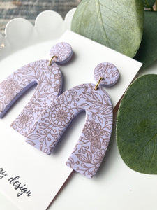 SALE Patterned Arch Dangles - Lilac