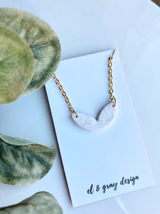 Shimmer White Leaf Necklace - Gold Chain