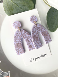 SALE Patterned Arch Dangles - Lilac