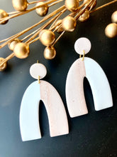 Load image into Gallery viewer, Two Toned Arch Dangle Earrings
