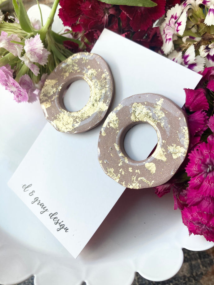 Shiny Irregular Donut Large Stud Earrings