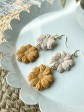 Load image into Gallery viewer, SALE - Double Daisy Earrings - Cream &amp; Yellow
