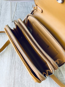 CLEARANCE Giselle Quilted Crossbody Bag In Mustard