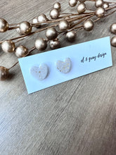 Load image into Gallery viewer, Sparkle Heart Stud Earrings - Cream
