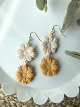 Load image into Gallery viewer, SALE - Double Daisy Earrings - Cream &amp; Yellow
